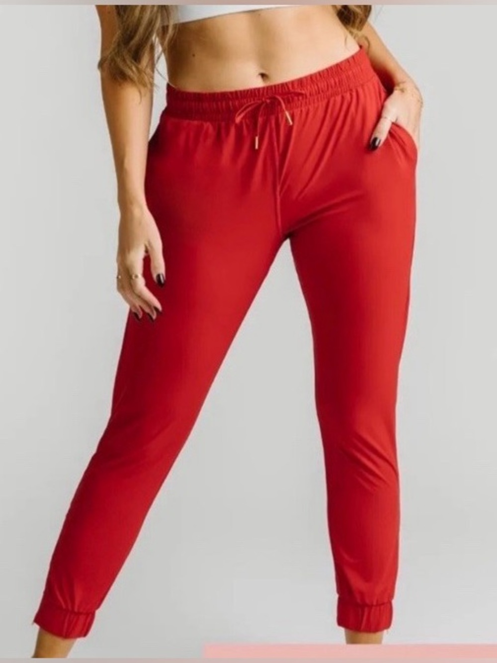ZYIA Red Everywhere Zipper Joggers NWOT